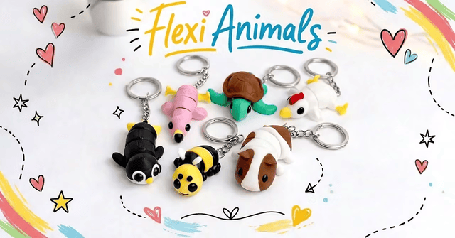 Flexi Animal Keychains