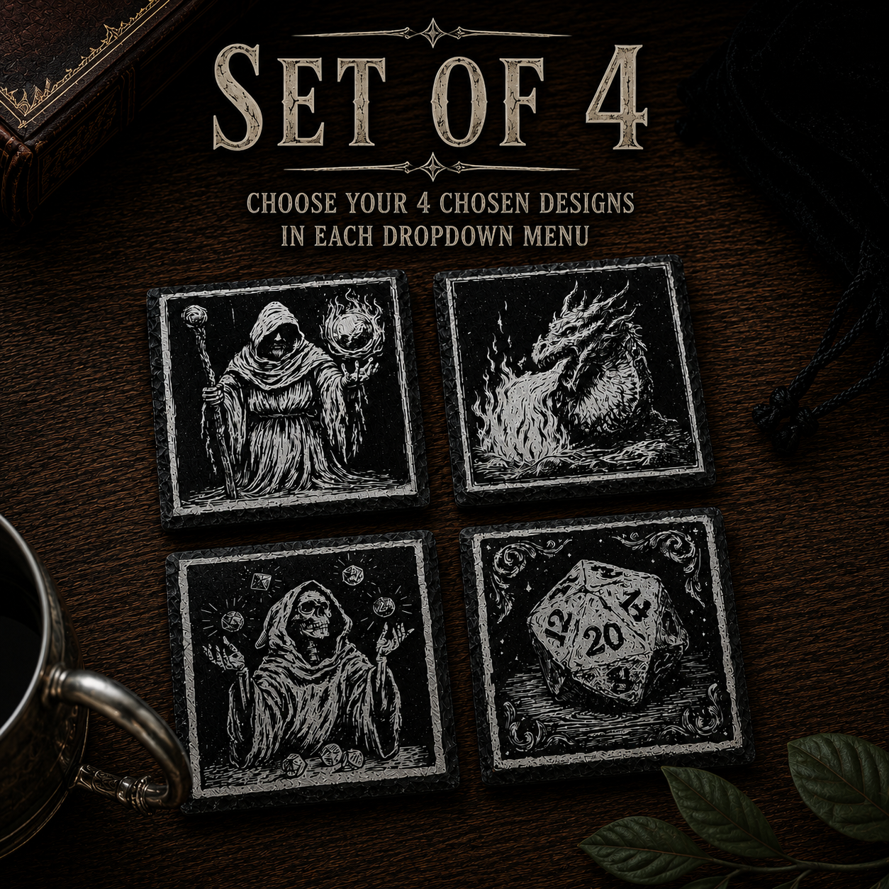 Etsy - Dungeons and Dragons Fantasy Slate Coasters