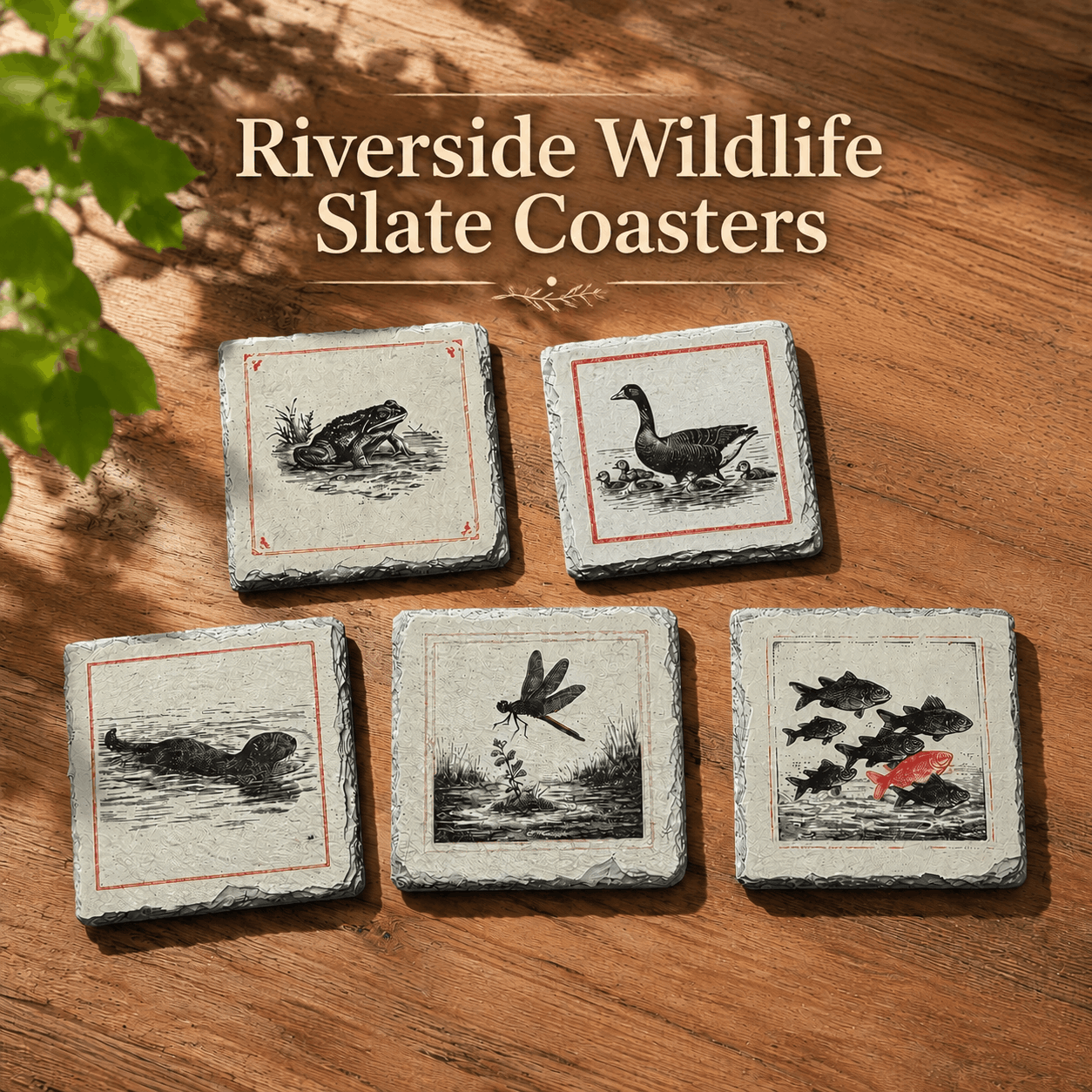 Riverside Wildlife Slate Coasters
