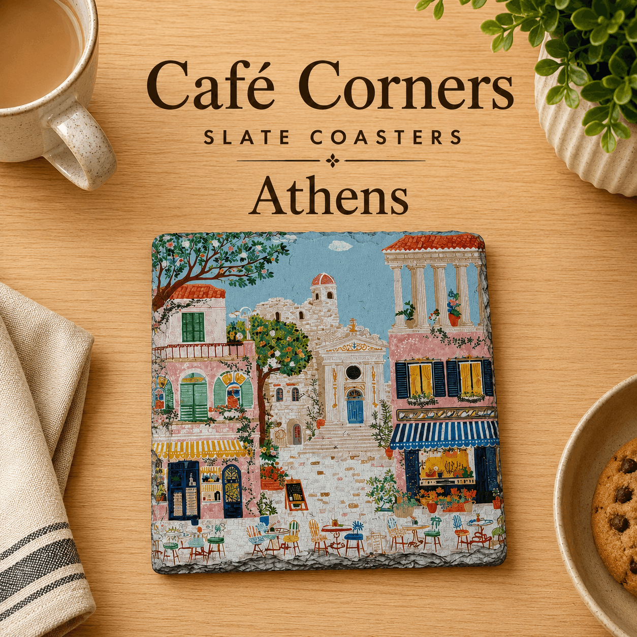 Café Corners Slate Coasters