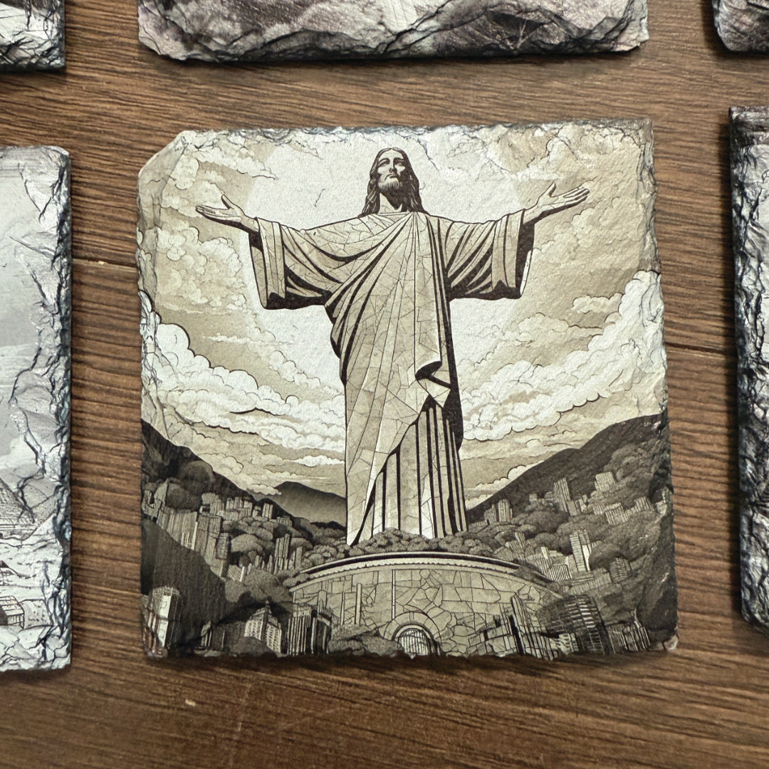 Wonders of the World Single Slate Coaster - Christ the Redeemer