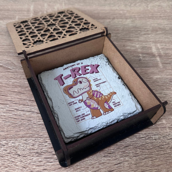 Slate Coaster Gift Box - Black Wood