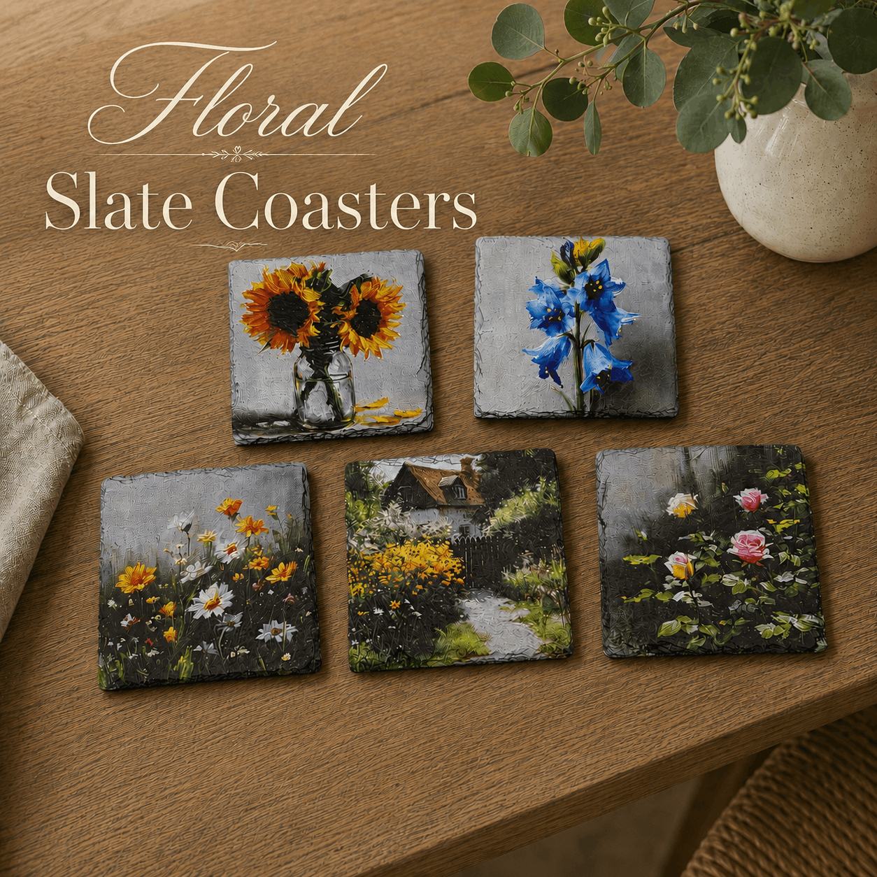 Floral Slate Coasters