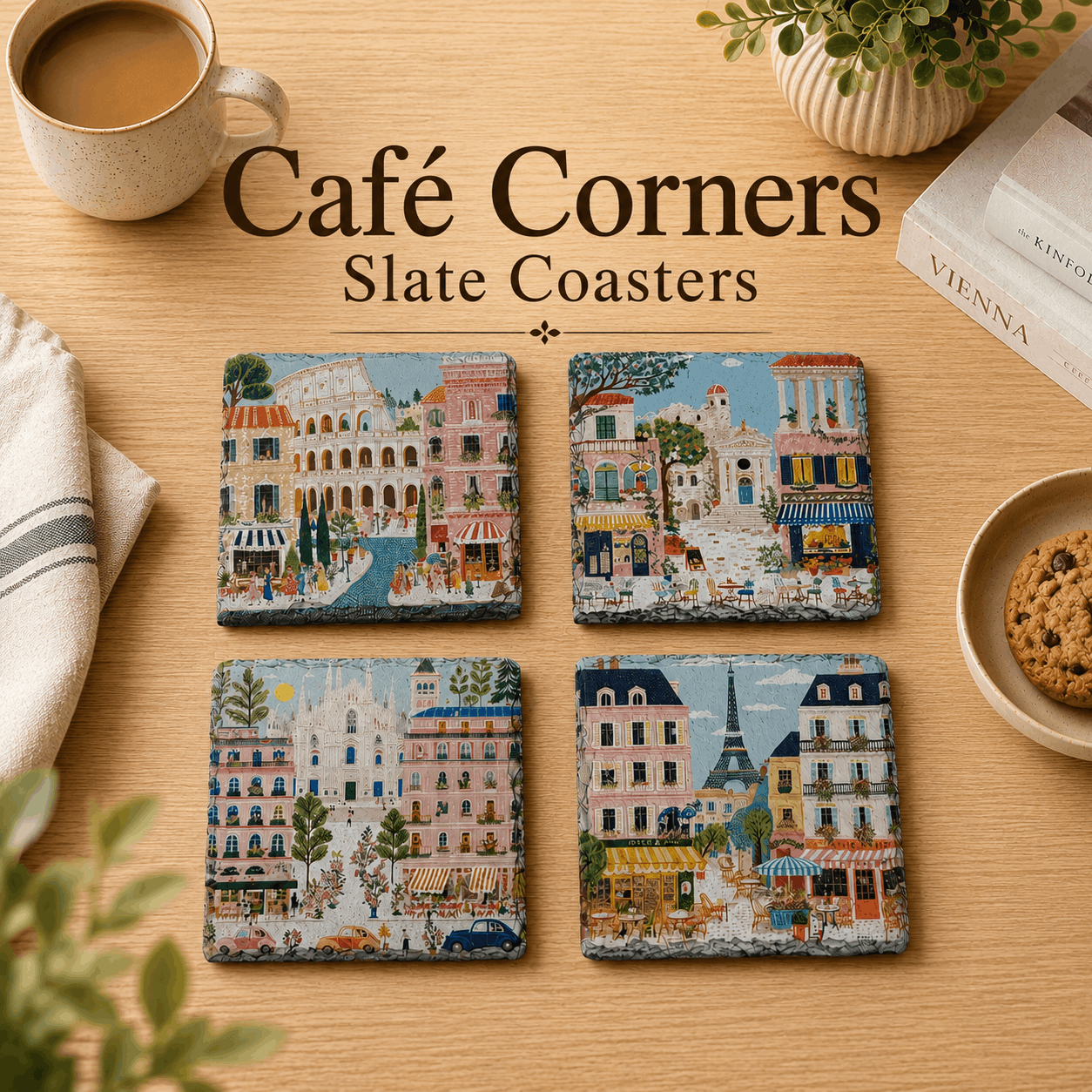 Café Corners Slate Coasters