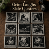 Grim Laughs Slate Coasters