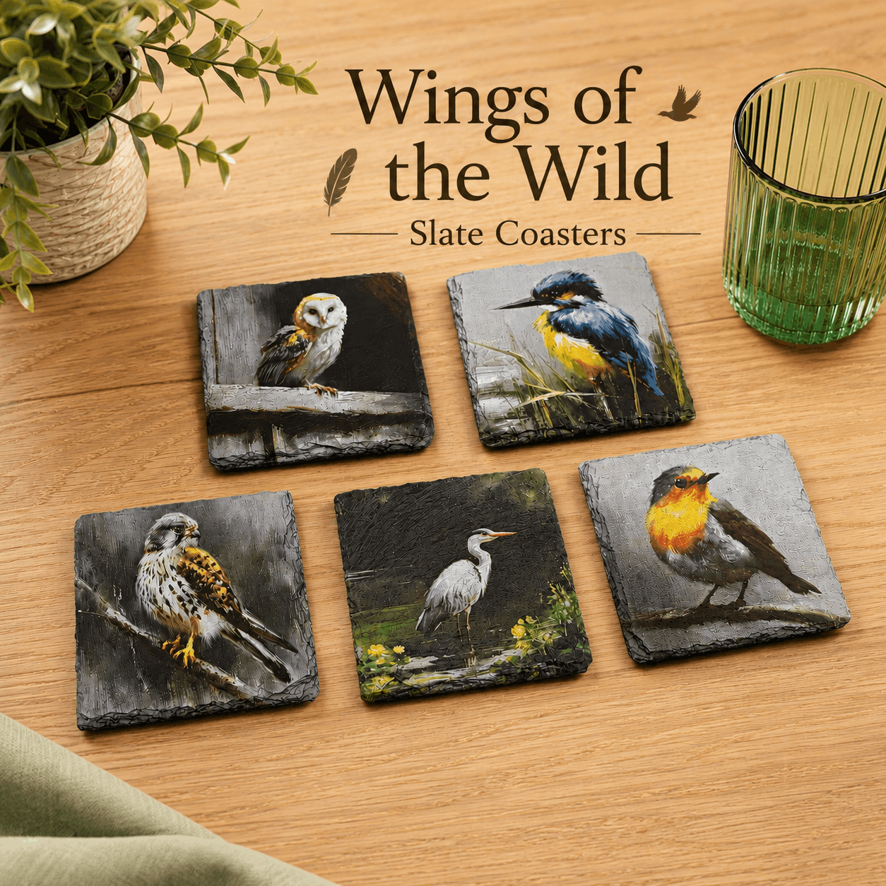 Wings of the Wild Slate Coasters