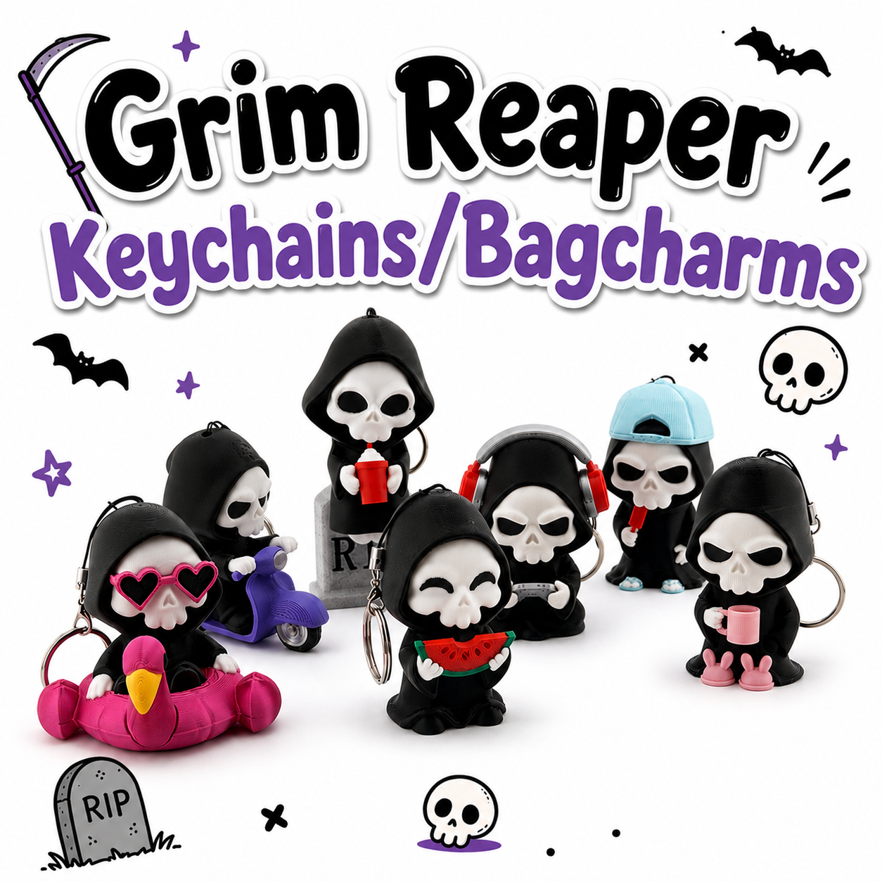 Grim Reaper Gaming Mini Halloween Keychain/Bagcharm