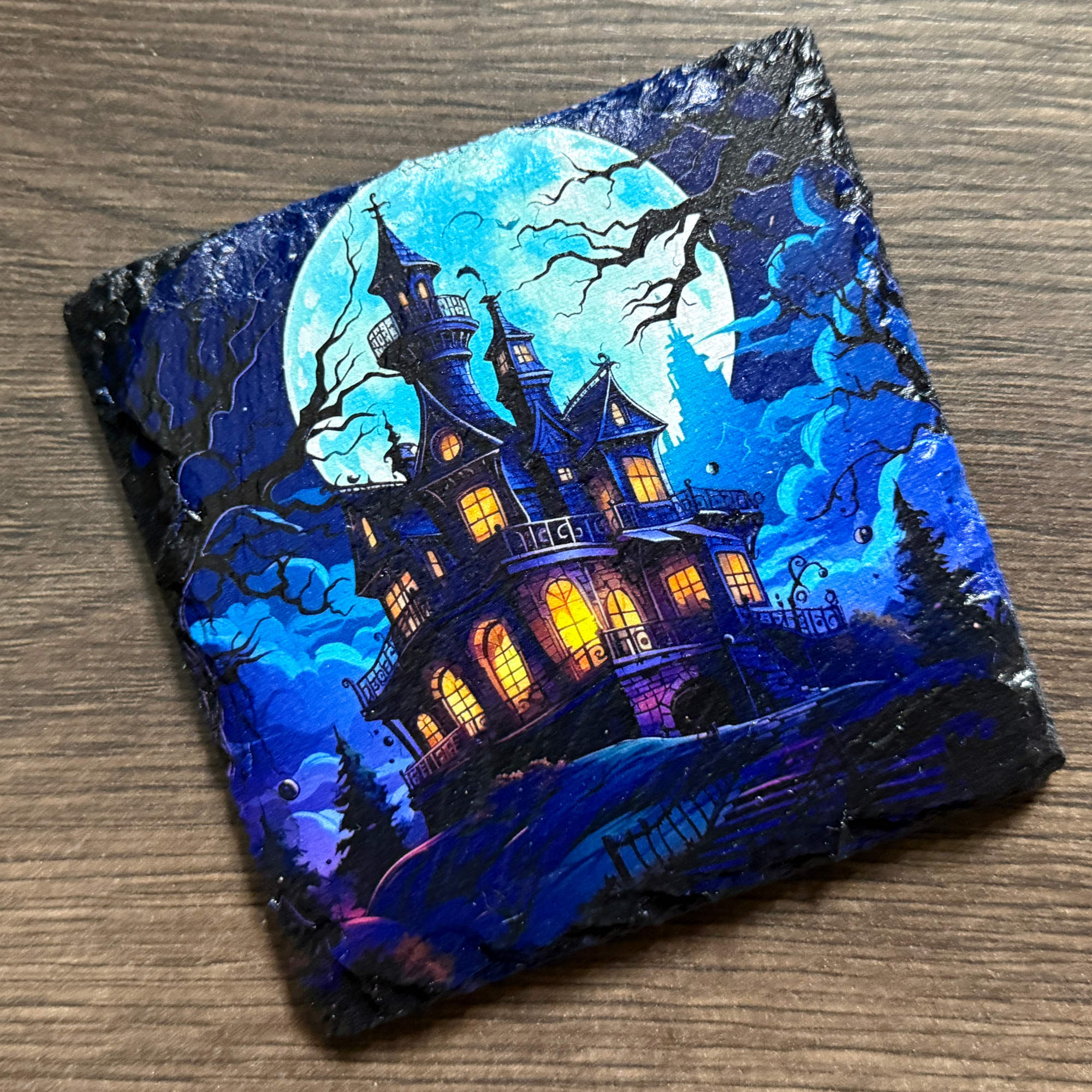 Halloween Slate Coasters - Haunted Mansion