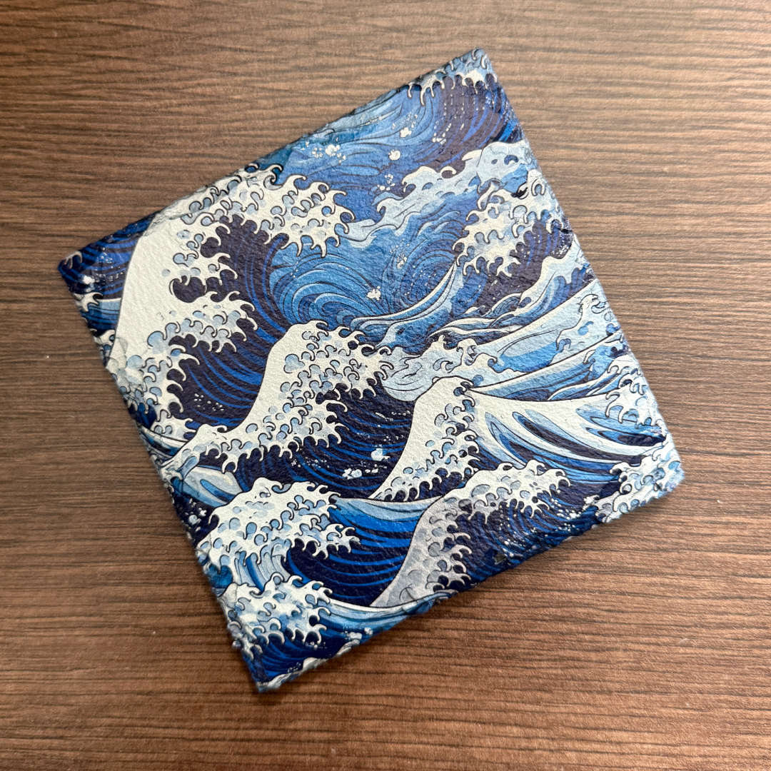 Abstract Slate Coasters - Blue Waves