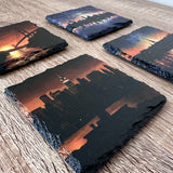 Worldwide City Slate Coasters - Set of 4