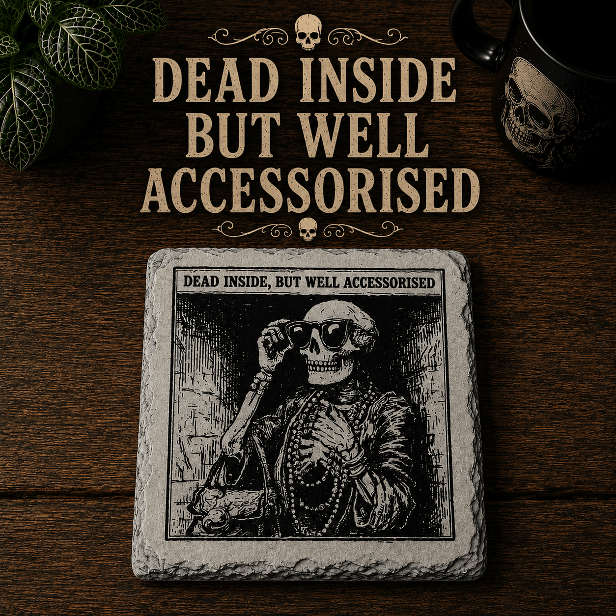 Grim Laughs Slate Coasters