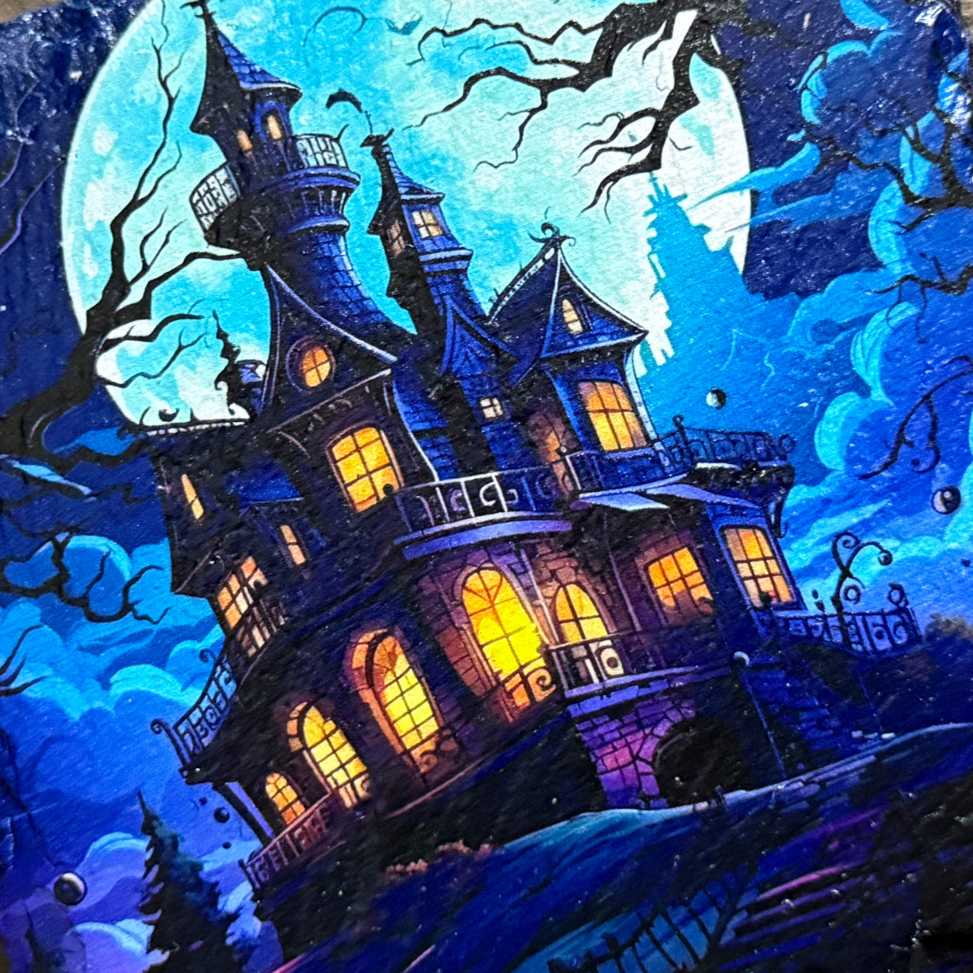 Halloween Slate Coasters - Haunted Mansion