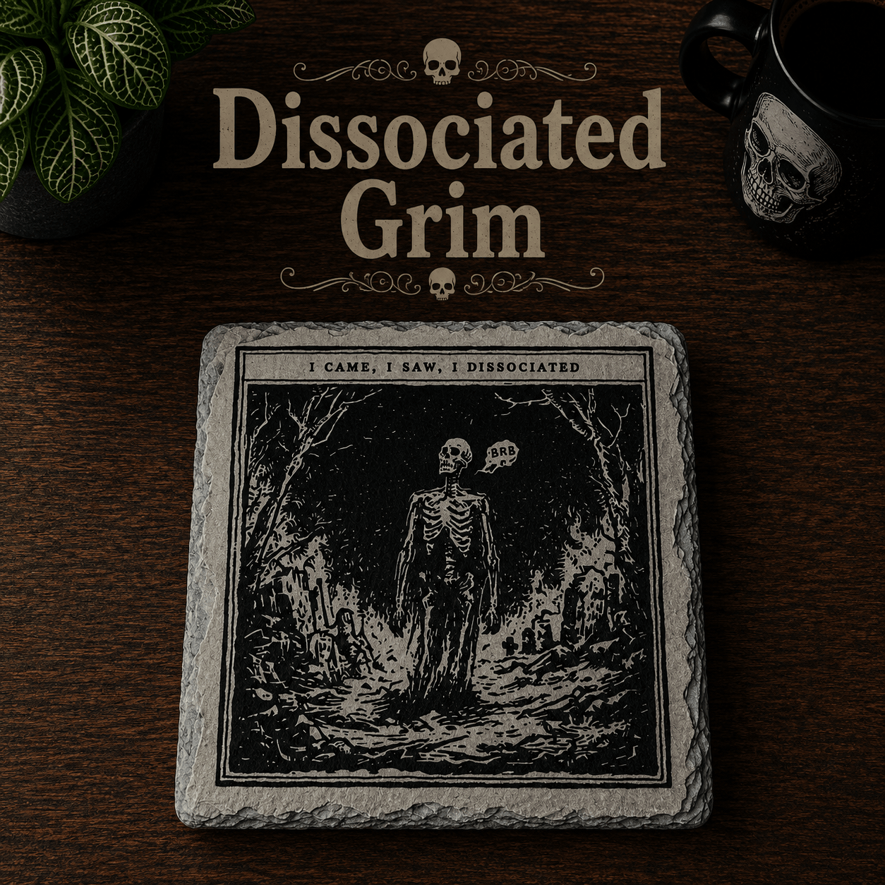Grim Laughs Slate Coasters