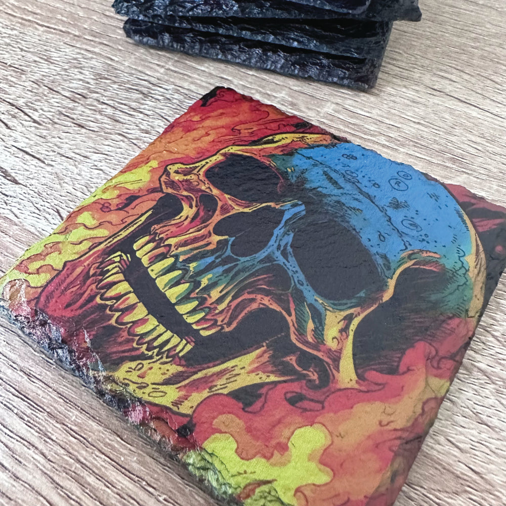 Skull Slate Coasters - Skull Set of 4 #2