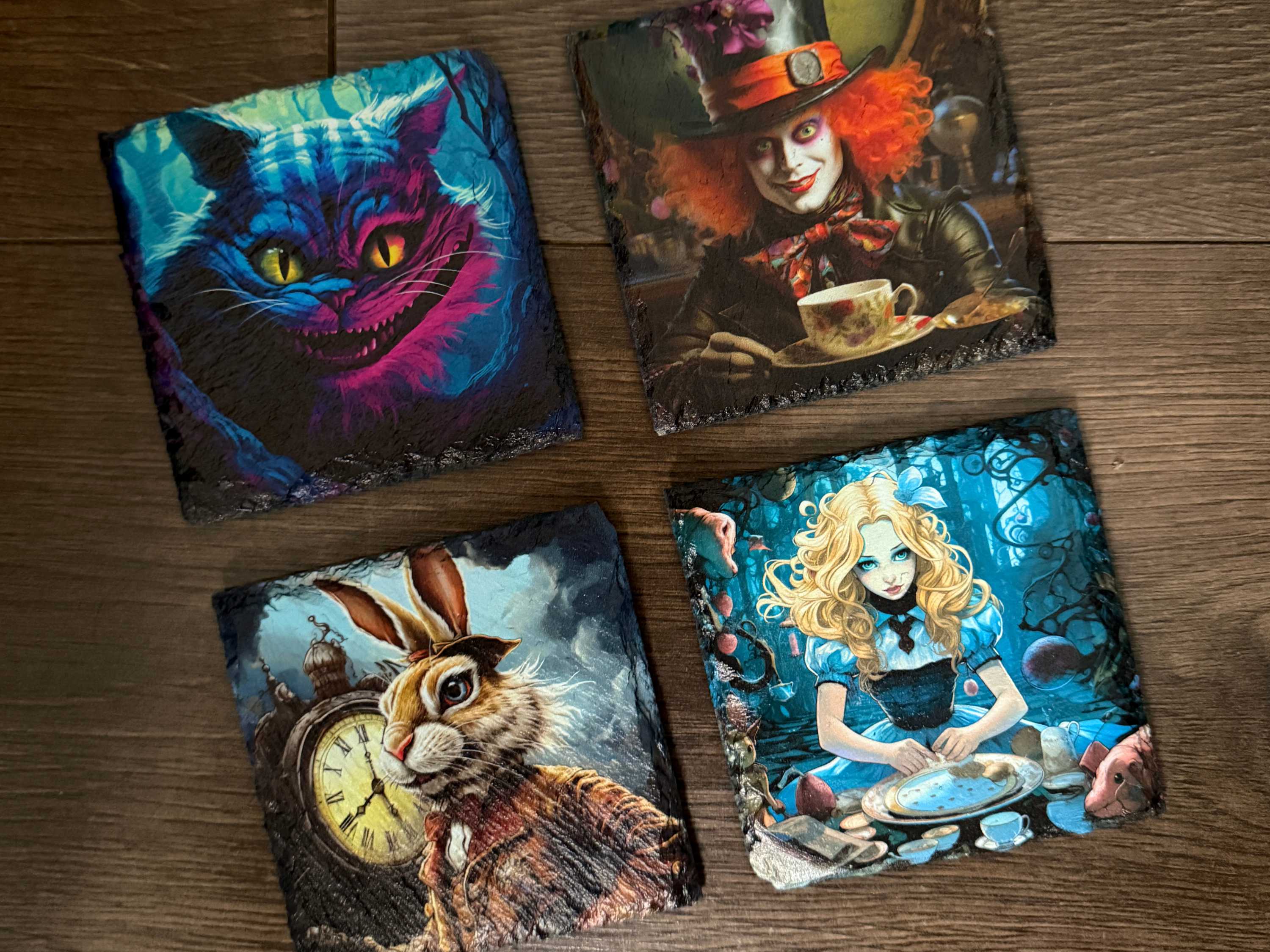 Alice in Wonderland Slate Coasters - Set of 4