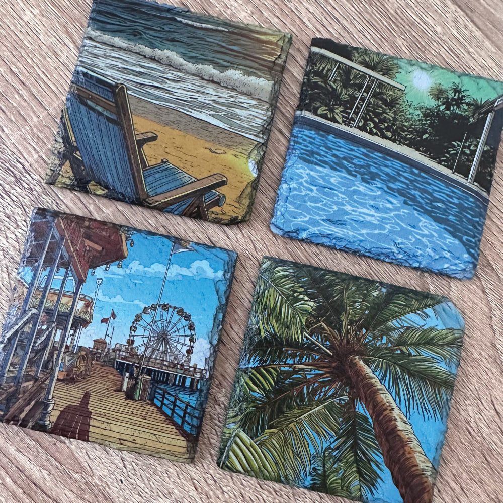 Summer Slate Coasters - Set of 4