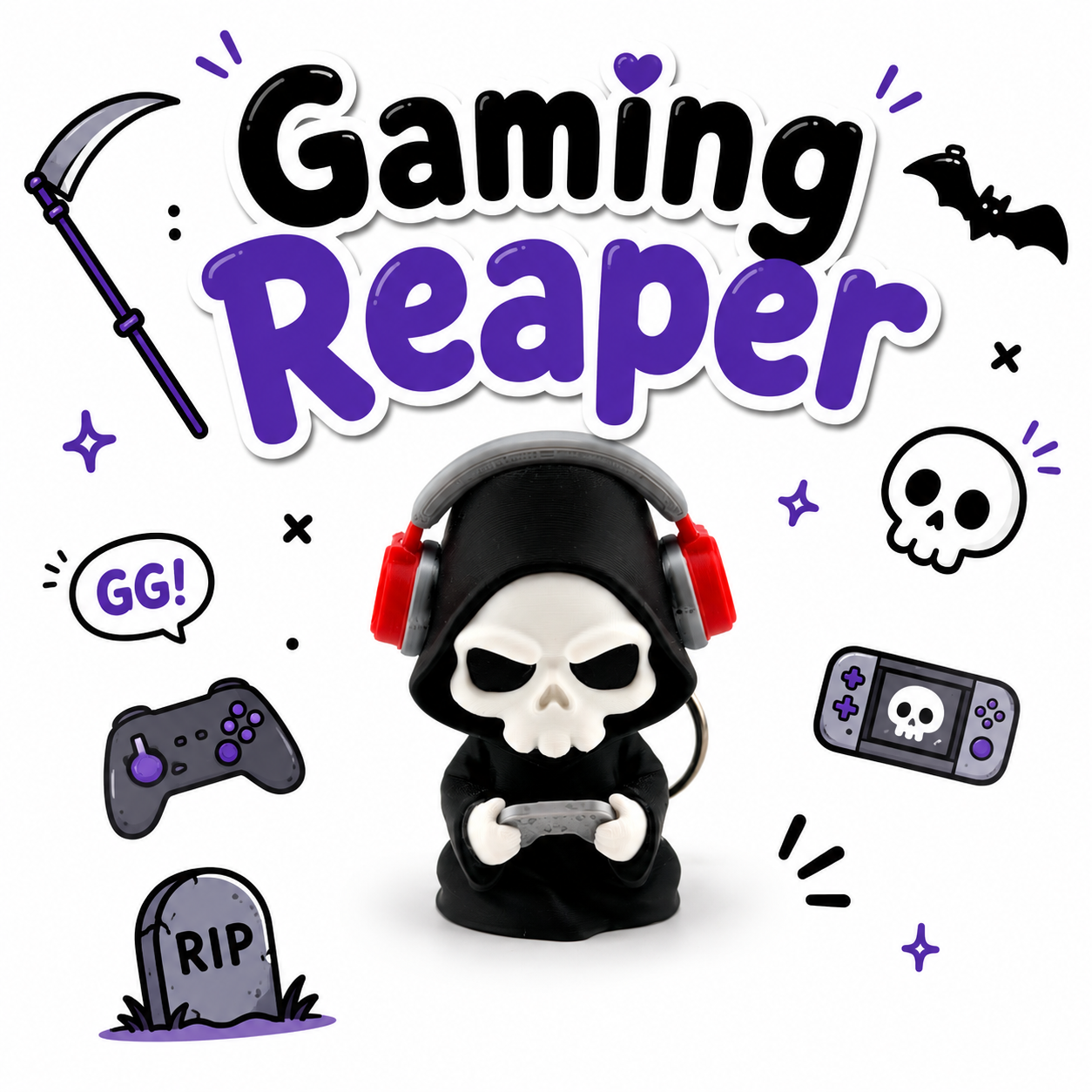 Grim Reaper Gaming Mini Halloween Keychain/Bagcharm
