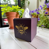 Bee Tissue Box Cover - Burgundy