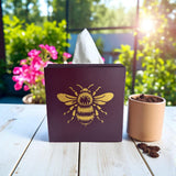 Bee Tissue Box Cover - Burgundy