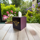 Bee Tissue Box Cover - Burgundy