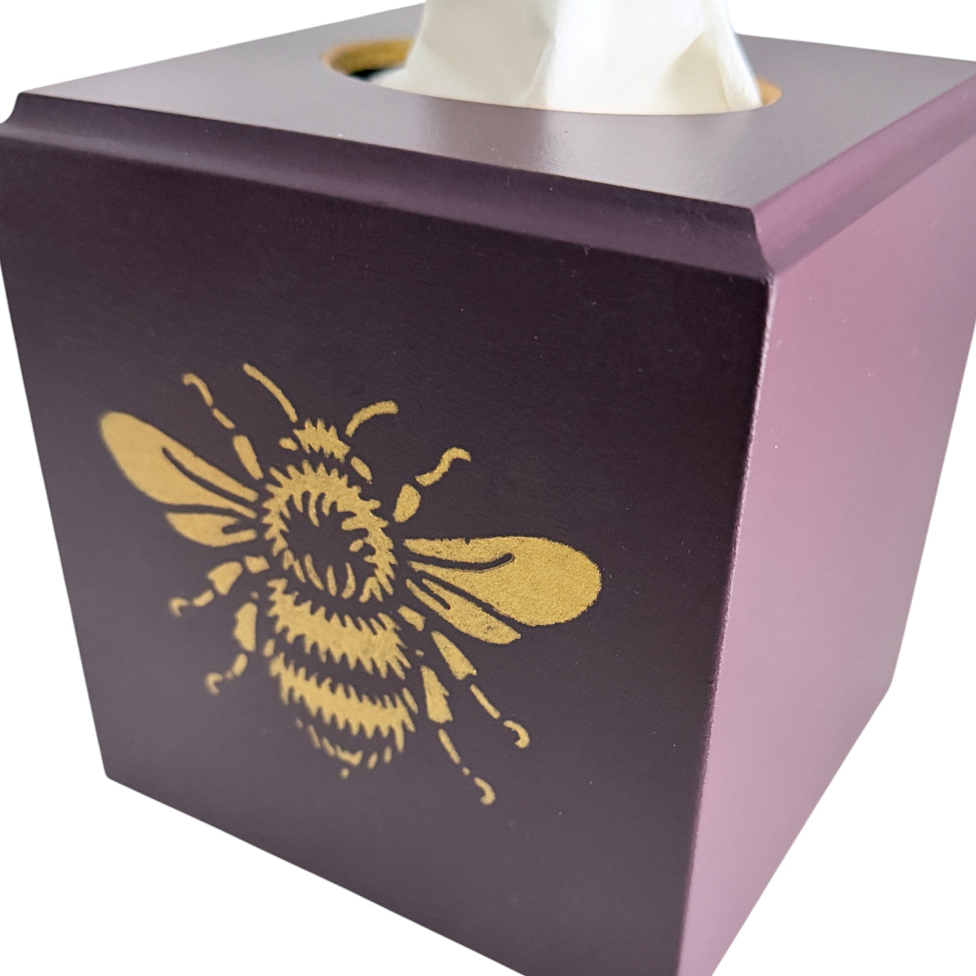 Bee Tissue Box Cover - Burgundy