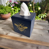 Bee Tissue Box Cover - Blue