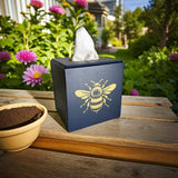 Bee Tissue Box Cover - Blue