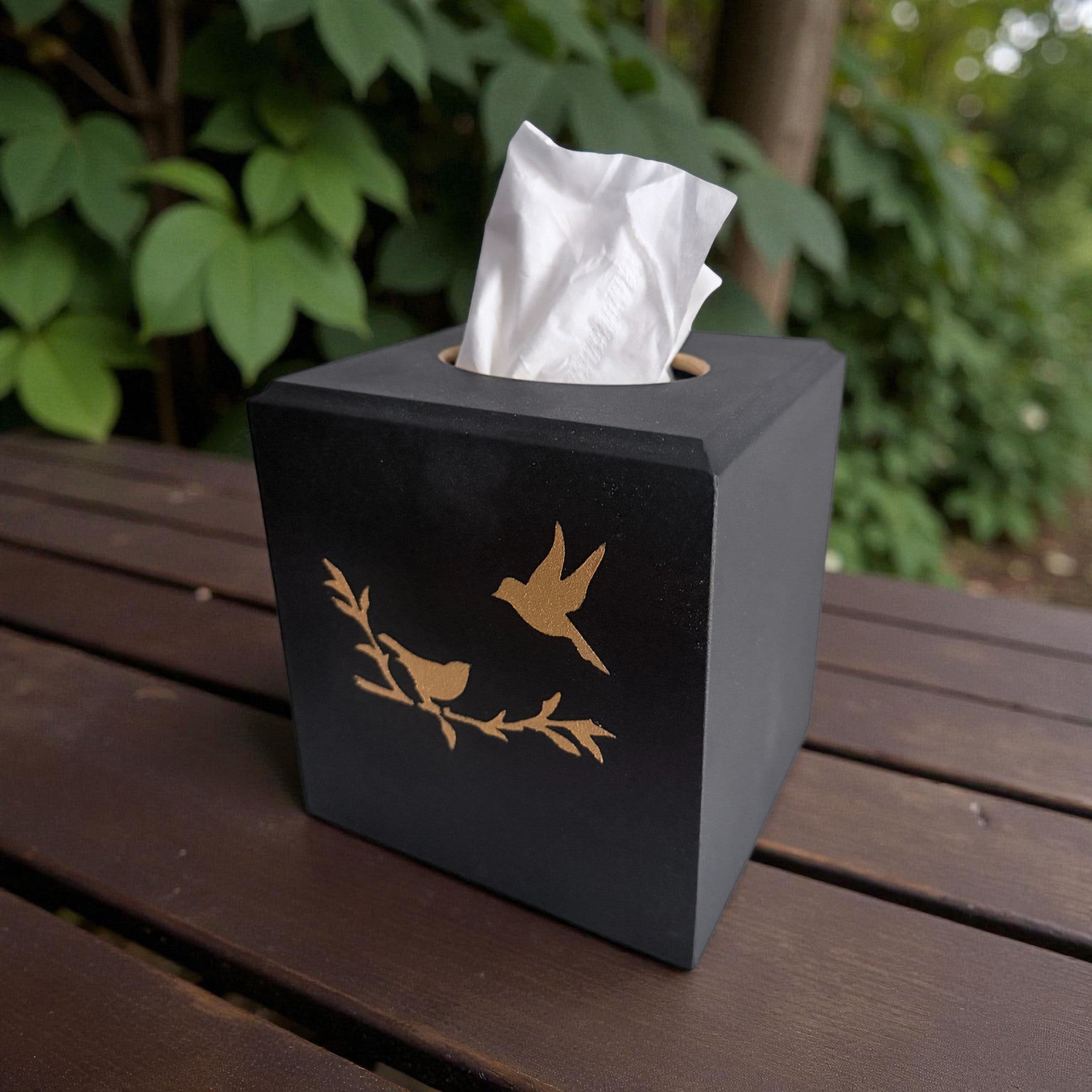 Flying Birds Tissue Box Cover - Black