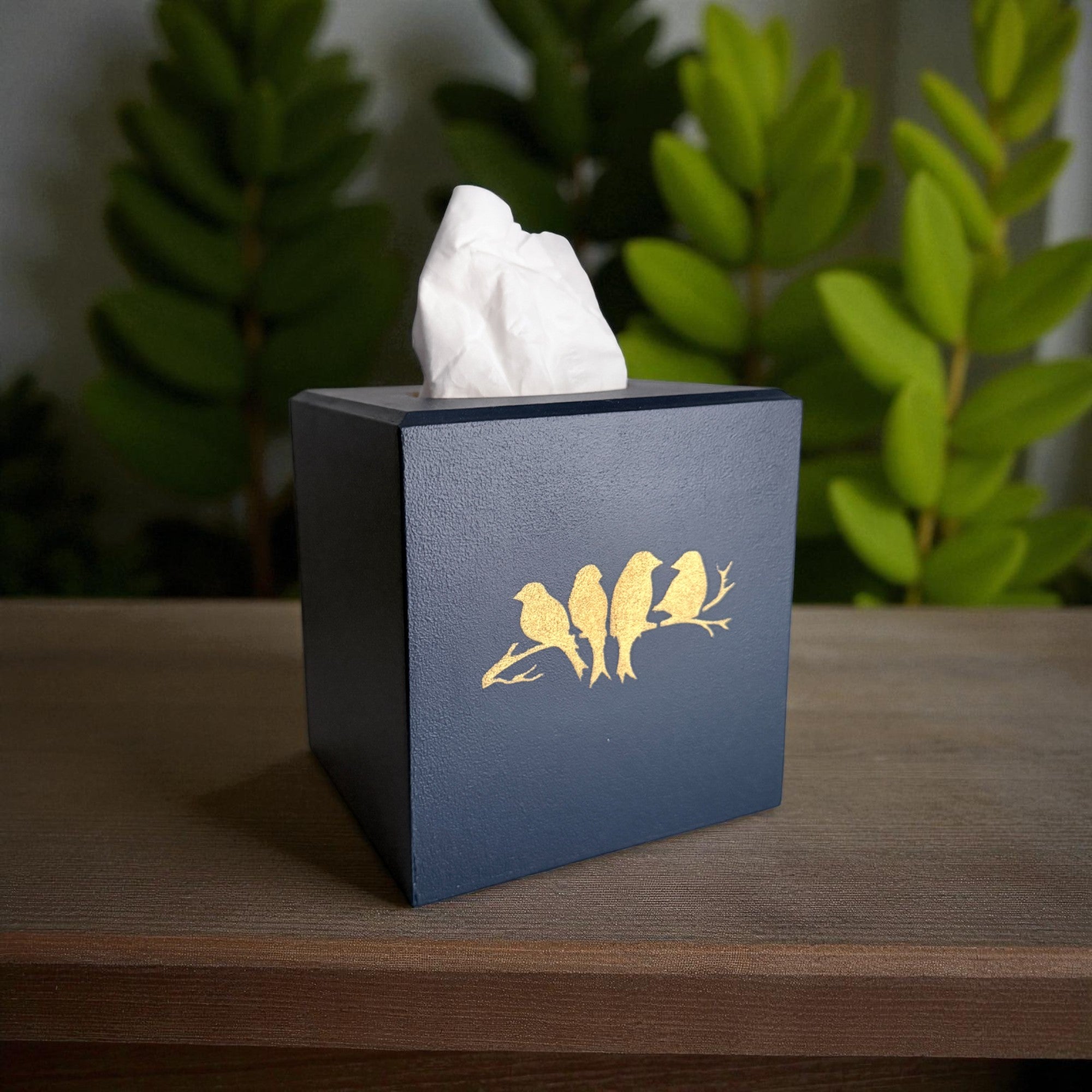 Sitting Birds Tissue Box Cover - Blue