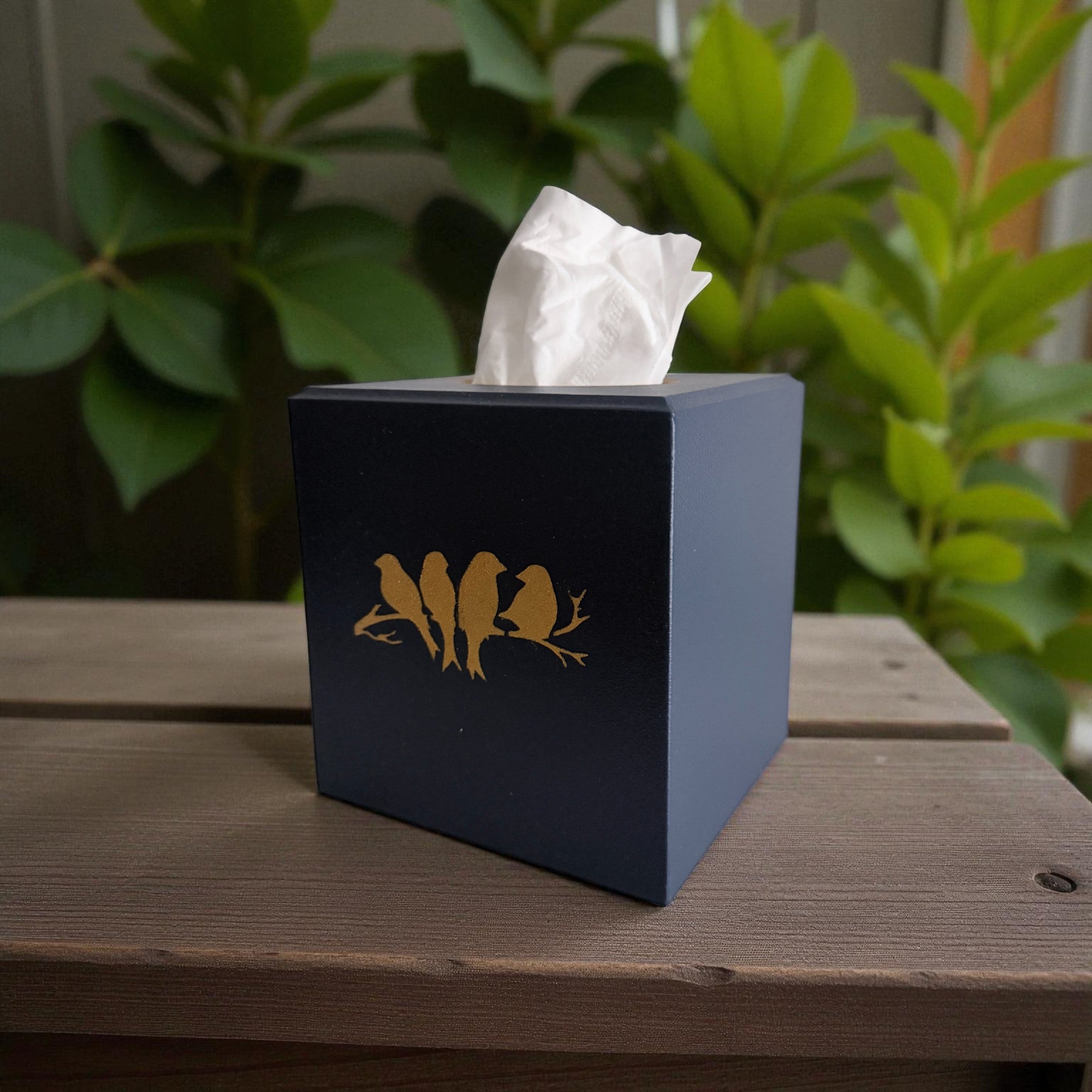 Sitting Birds Tissue Box Cover - Blue