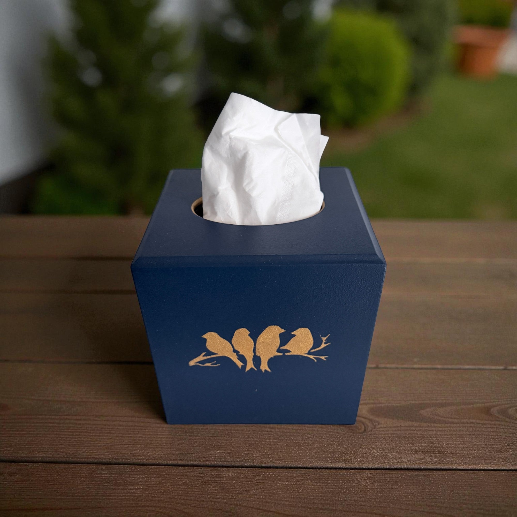 Sitting Birds Tissue Box Cover - Blue