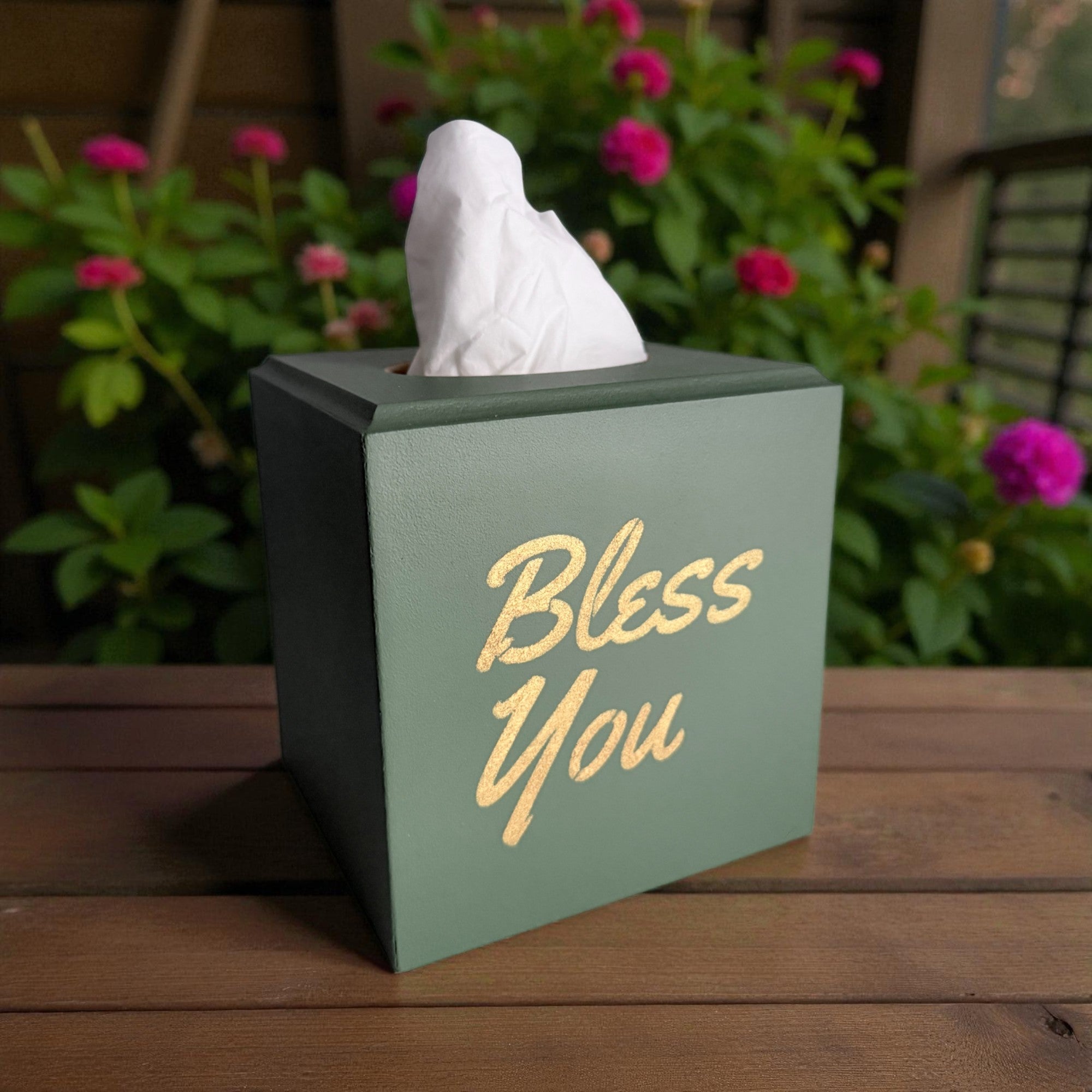 Bless You Tissue Box Cover - Green