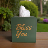Bless You Tissue Box Cover - Green