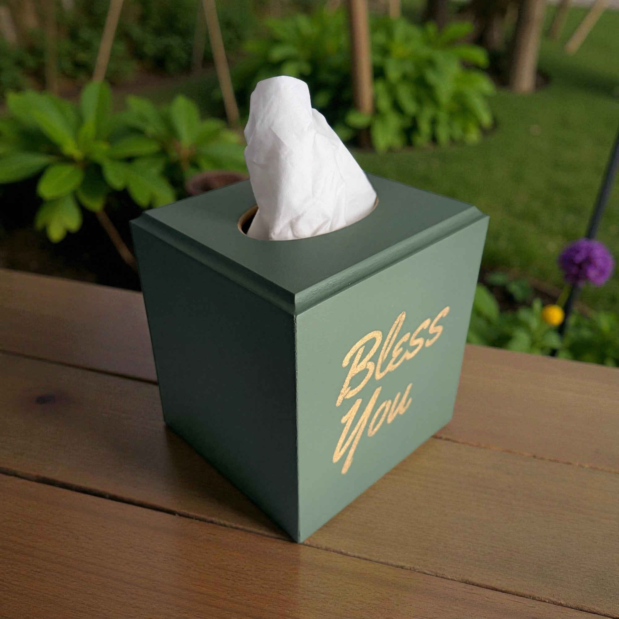 Bless You Tissue Box Cover - Green