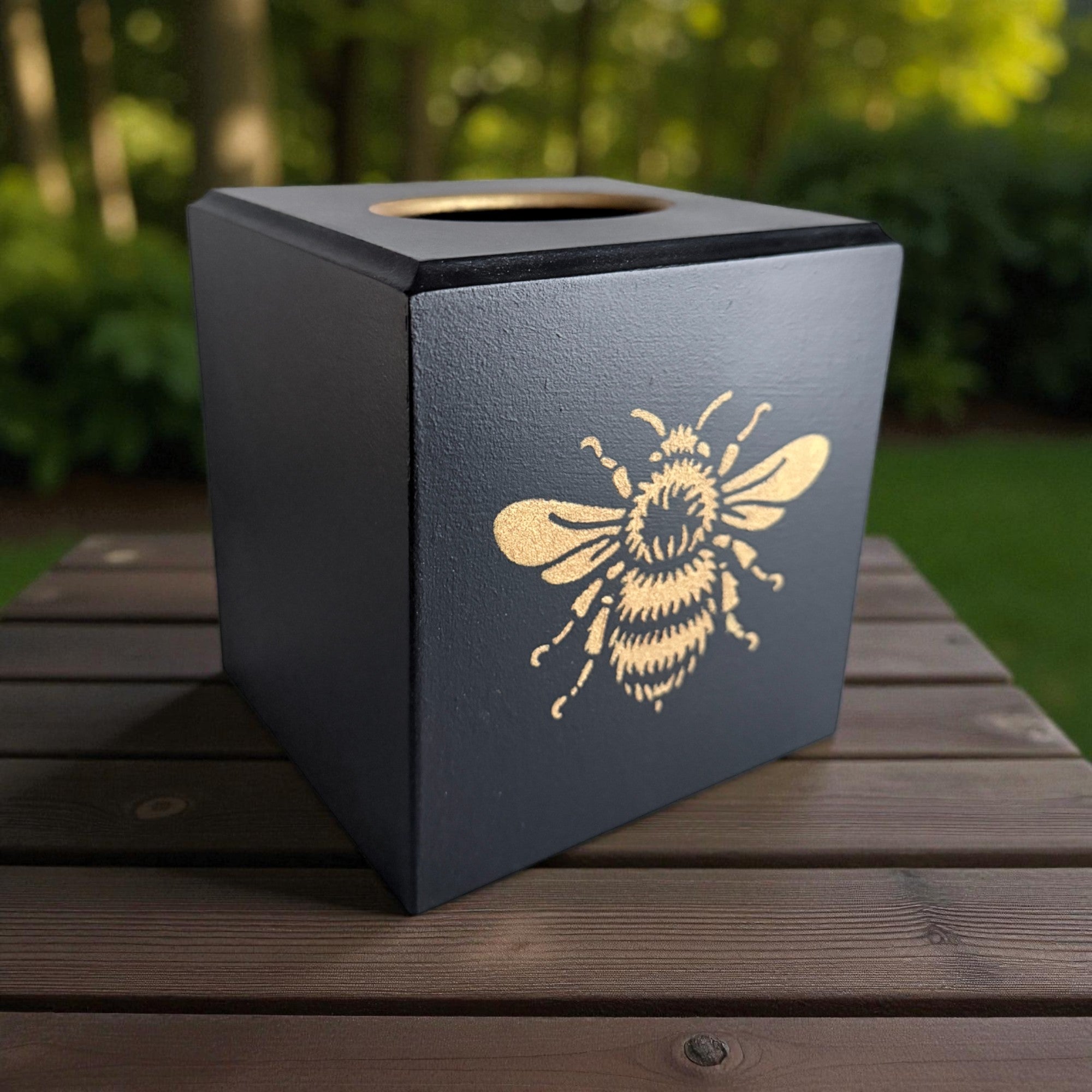 Bee Tissue Box Cover - Black