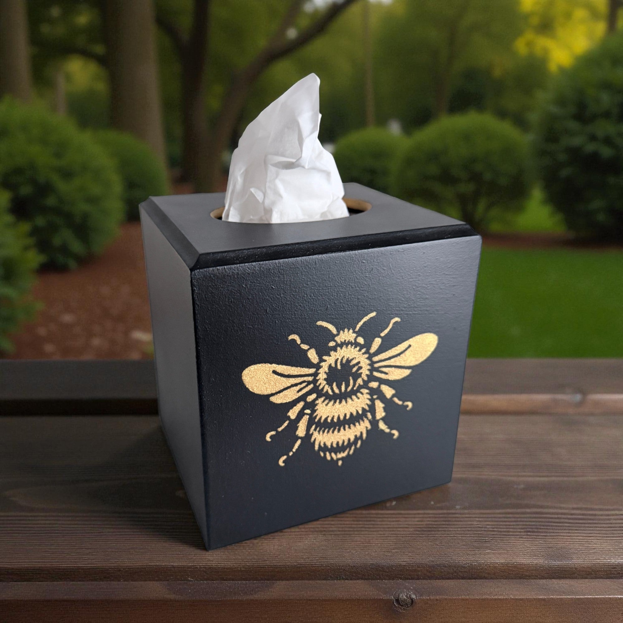 Bee Tissue Box Cover - Black