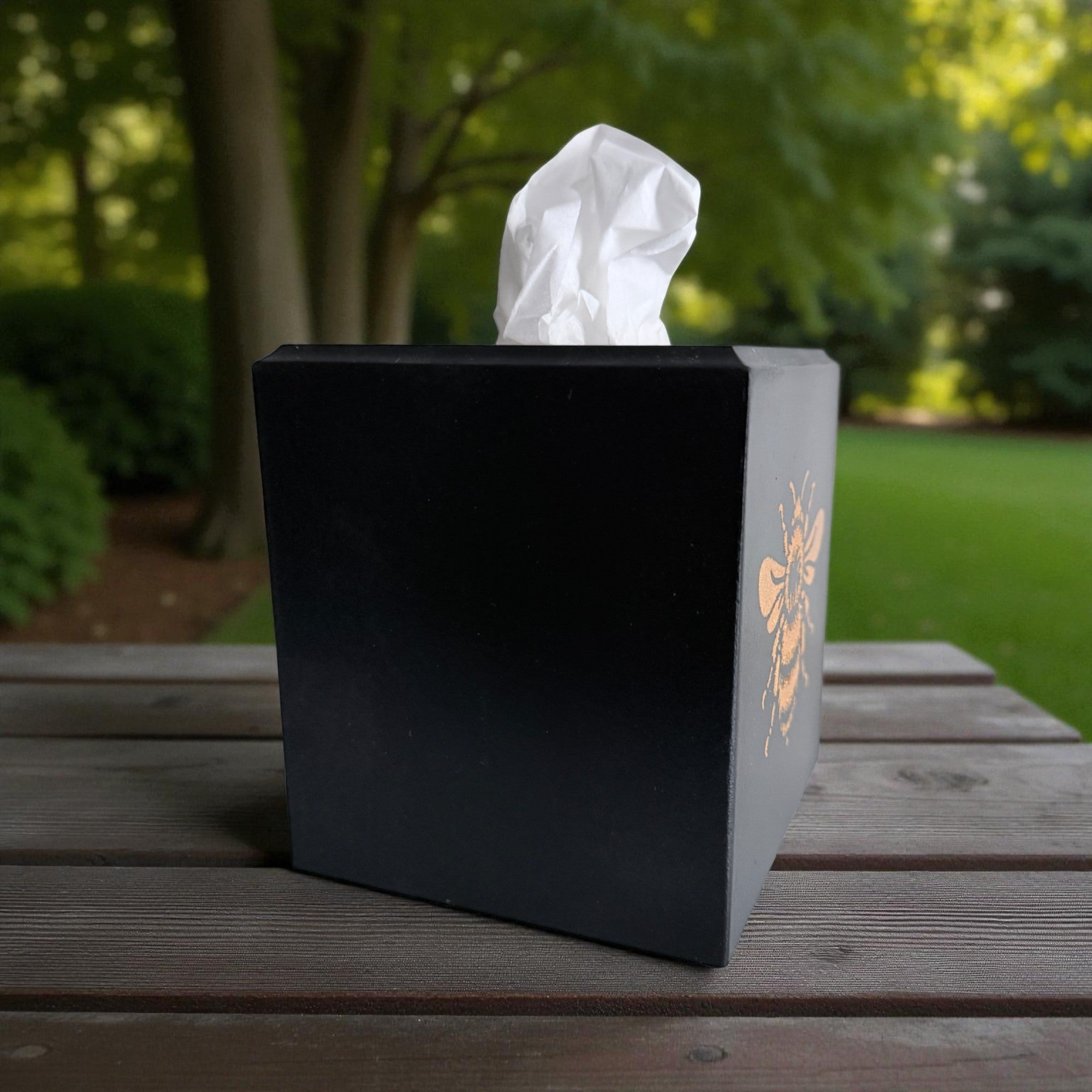 Bee Tissue Box Cover - Black