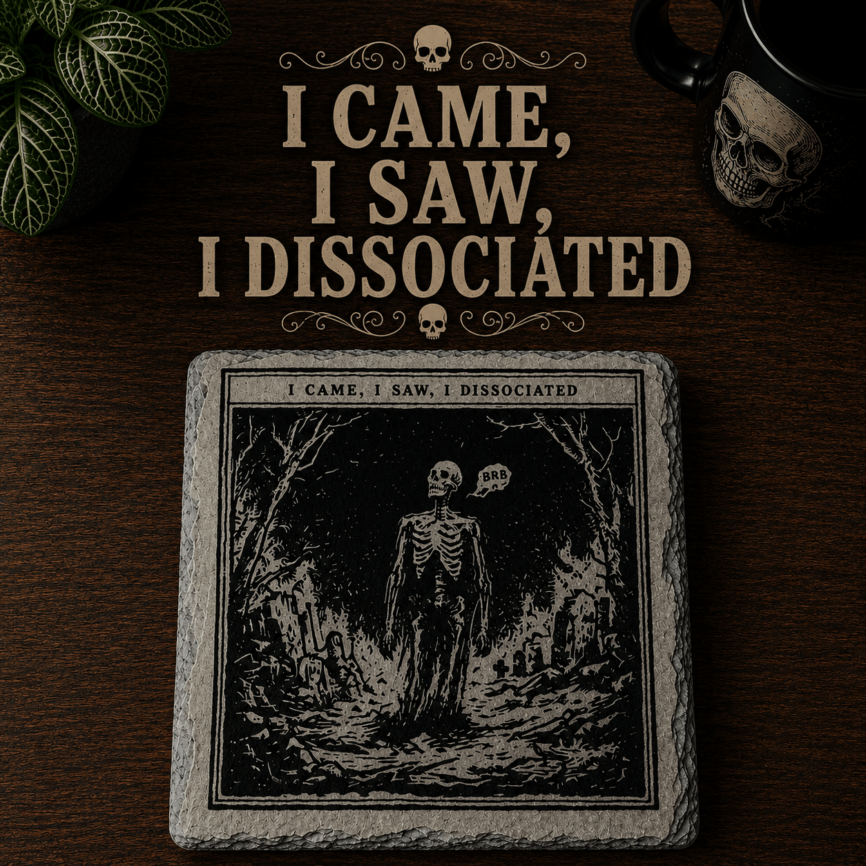 Grim Laughs Slate Coasters
