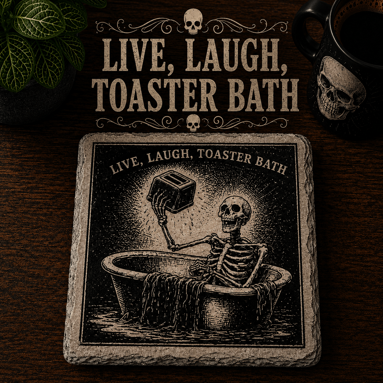 Grim Laughs Slate Coasters