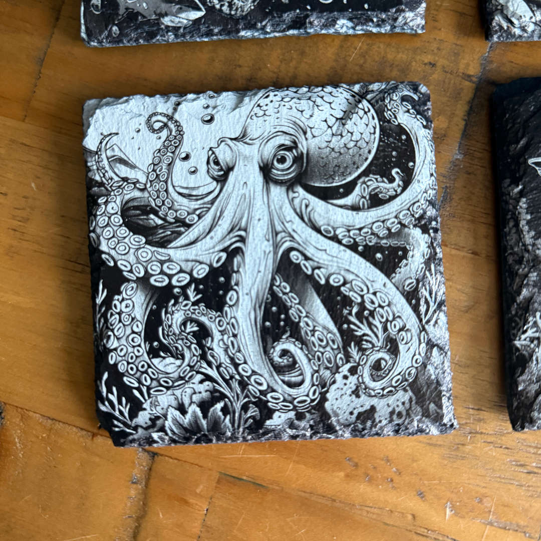 Under The Seas Single Slate Coaster - Octopus