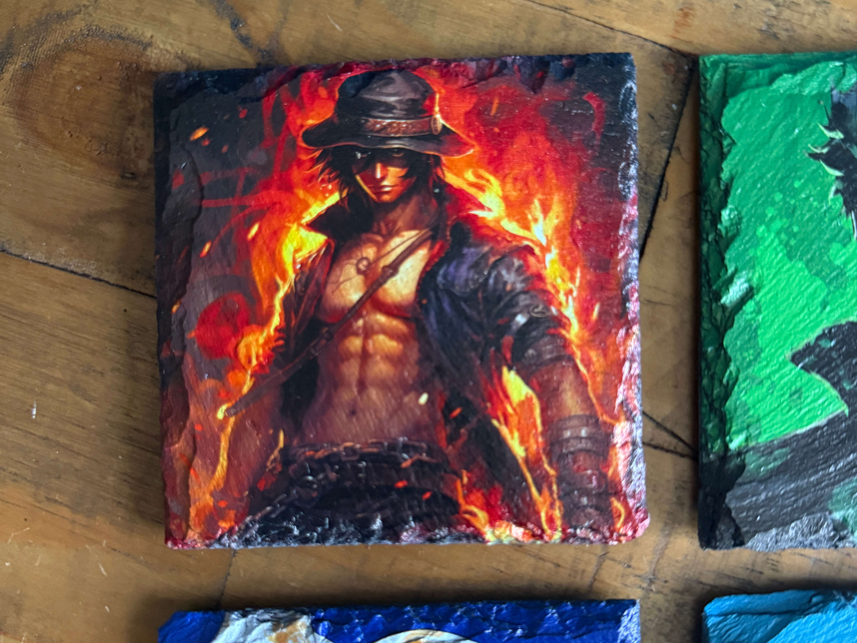 One Piece Slate Coasters - Portgas D. Ace