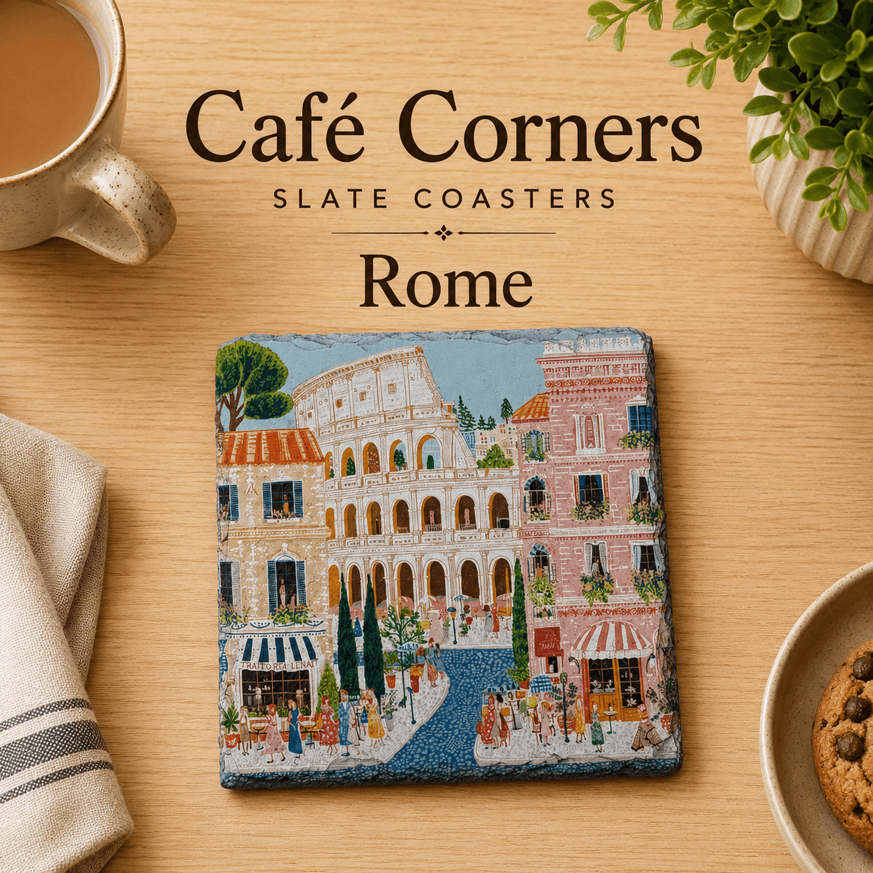 Café Corners Slate Coasters
