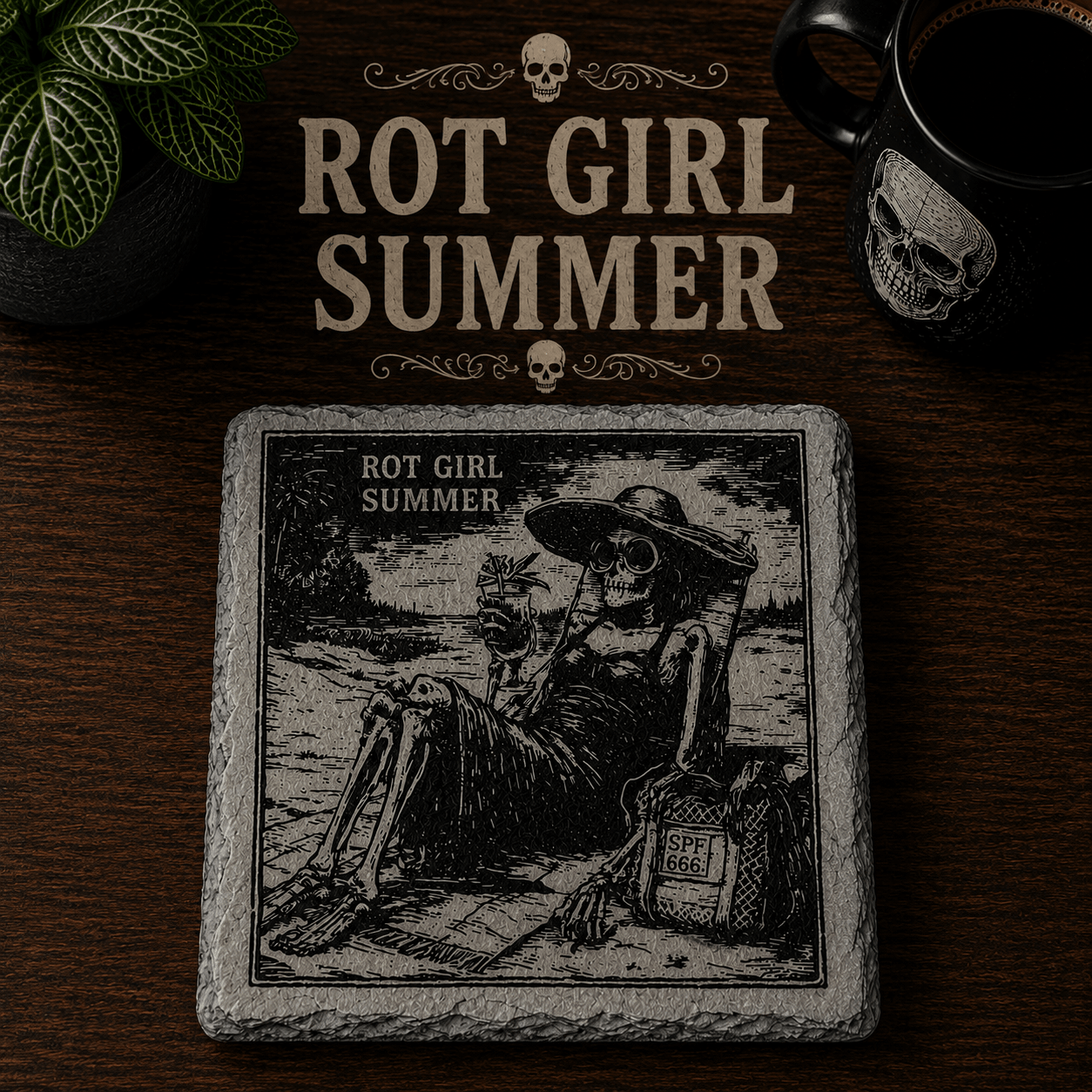 Grim Laughs Slate Coasters