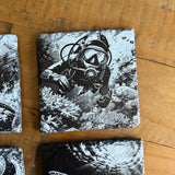 Under The Seas Single Slate Coaster - Scuba Diver
