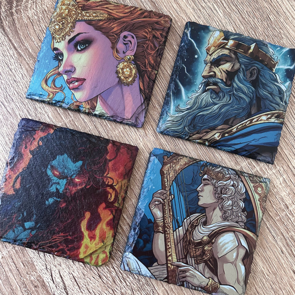 Greek Gods Slate Coasters - Set of 4