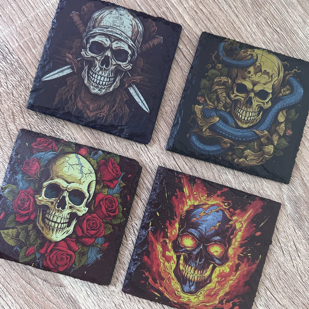 Skull Slate Coasters - Skull Set of 4 #1
