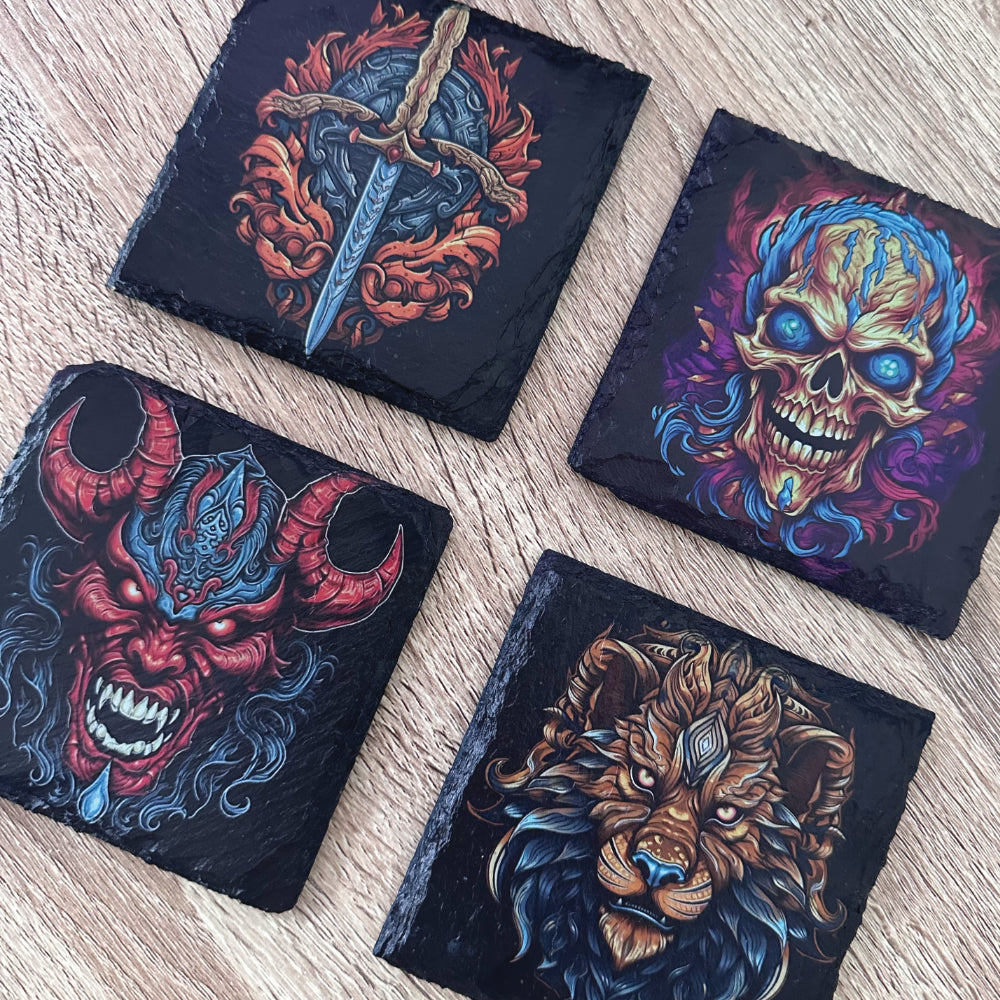 Gothic Tattoo Slate Coasters - Set of 4 #2