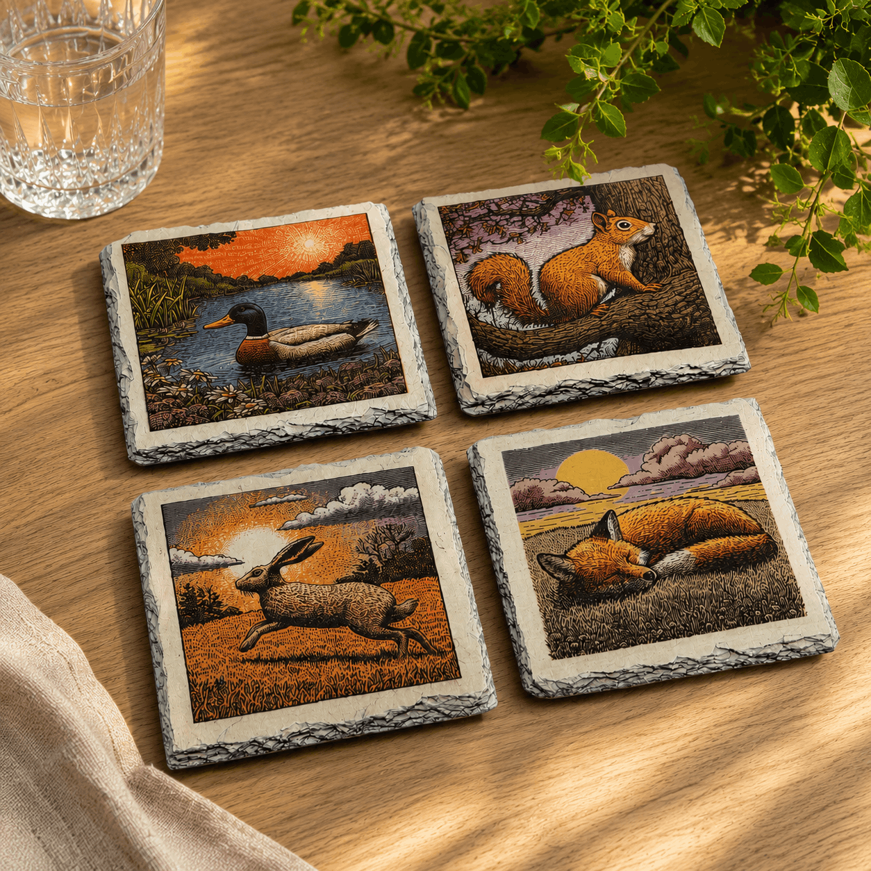 Outdoor Wildlife Slate Coasters