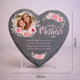 Mother's Day Slate Heart Display Piece - Personalised Artwork - 25cm