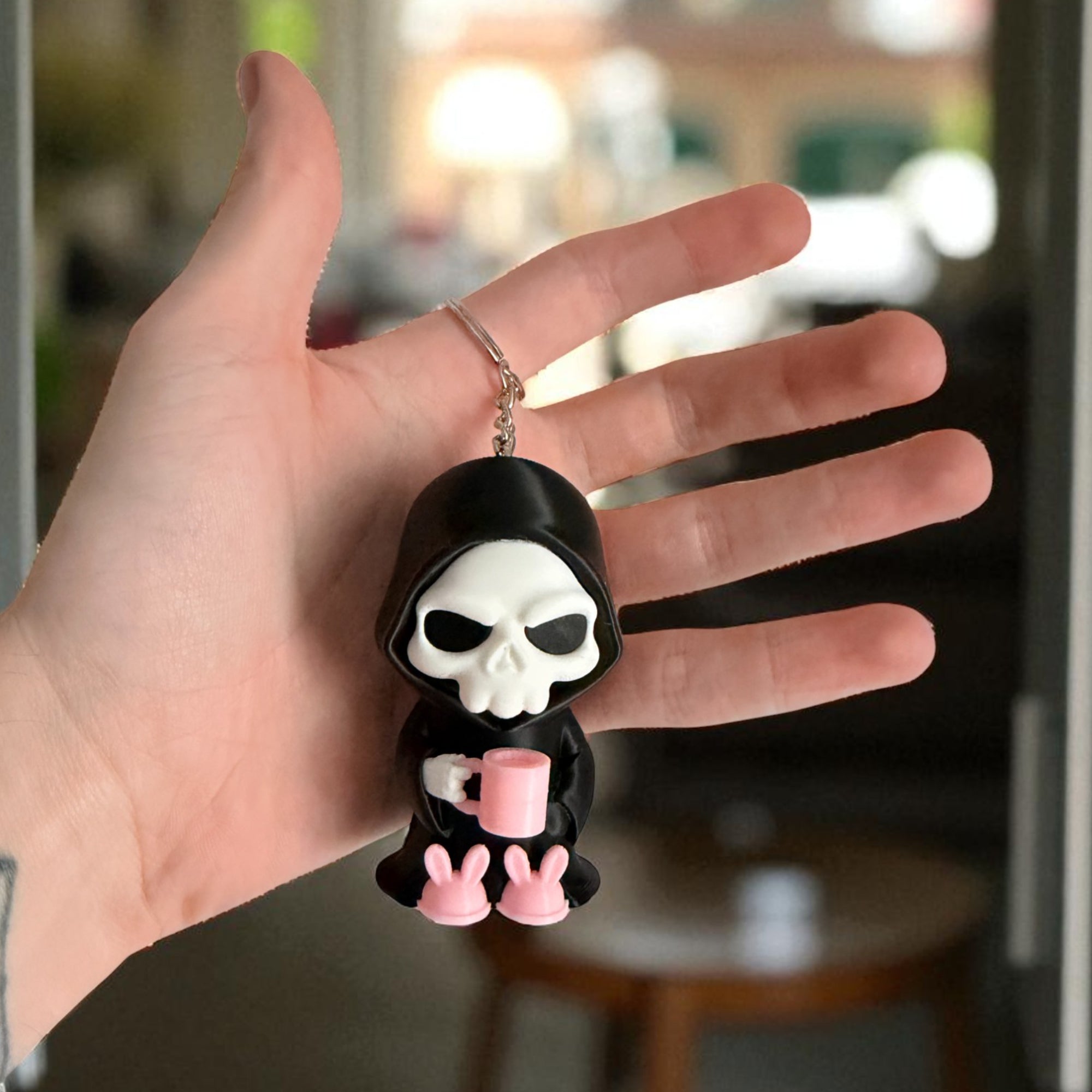 Grim Reaper Morning Coffee Mini Halloween Keychain